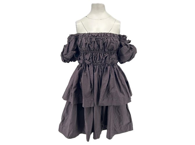 Autre Marque Braunes gerafftes Bustierkleid