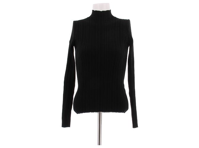 Acne Studios Jersey de cuello alto negro de algodón