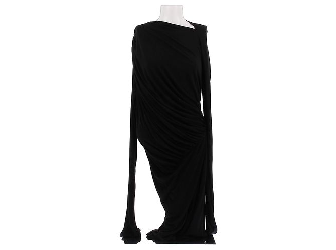 Rick Owens Schwarzes asymmetrisches Maxikleid