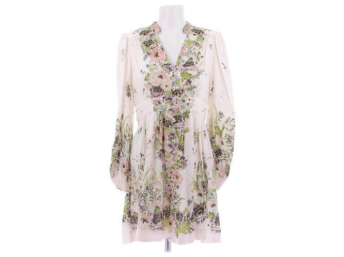 Vestido de lino floral Zimmermann Multicolor