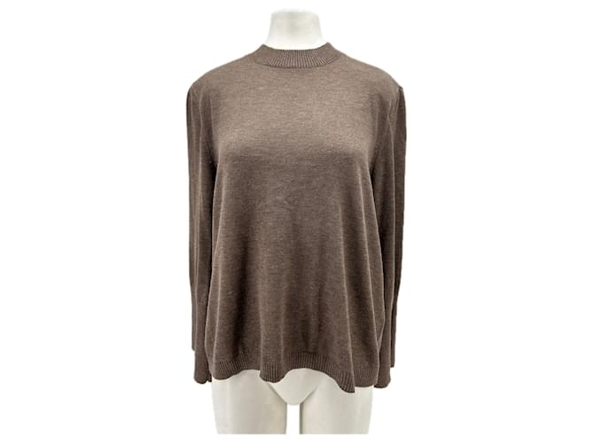 Autre Marque Brauner Pullover mit Schulterpolstern 