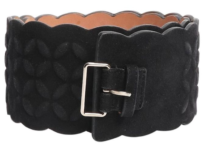 Alaïa Black suede textured wide belt