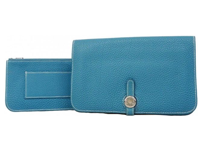 Cartera Larga Dogon GM de Hermès en Azul Jean