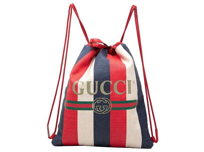 Gucci Low-Ring Medium Backpack White Red Blue