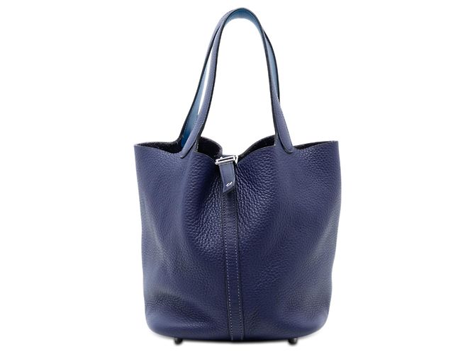 Hermès Picotin Lock 22 en cuir Clemence bleu Bleu foncé