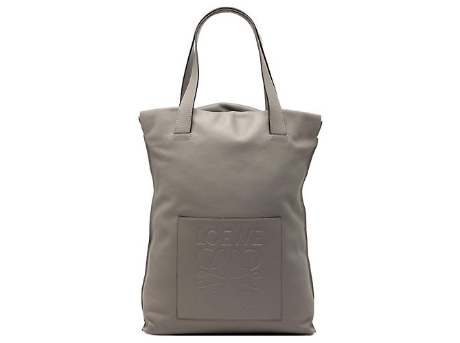 LOEWE Tote Anagram de cuero gris Castaño
