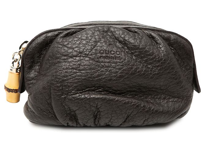 Bamboo Neceser de cuero marrón Gucci con bambú Castaño Marrón oscuro