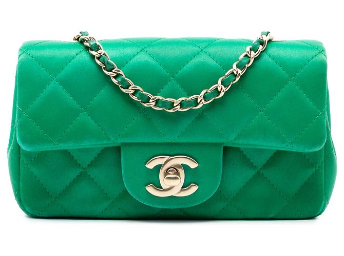 Chanel Vert Extra Mini Rectangulaire Classique Satin Simple Rabat