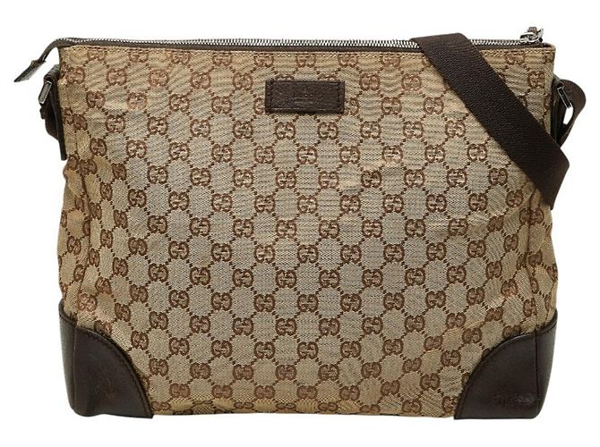 Bolsa transversal em canvas GG da Gucci Marrom Bege