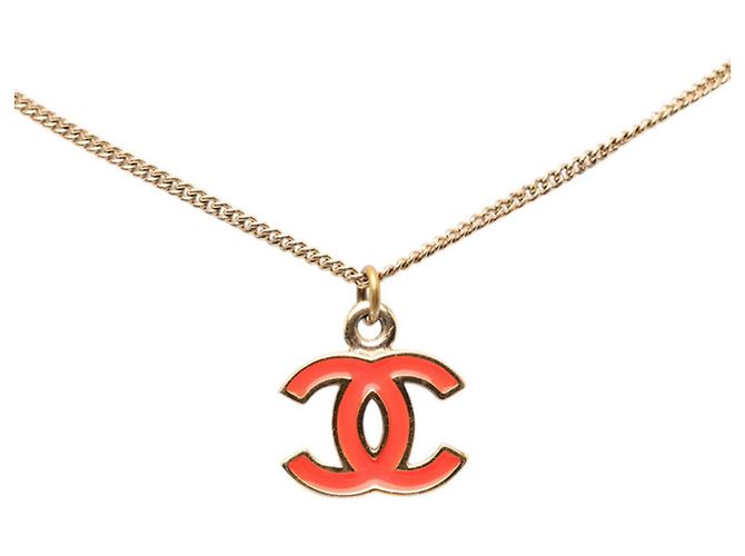 Timeless Collar Péndulo Coco Mark de Chanel Roja Dorado