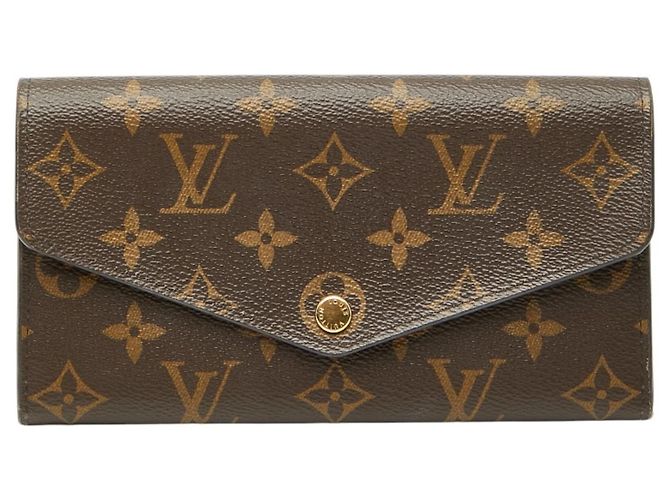 Carteira Longa Sarah Monograma Louis Vuitton Marrom Fuschia