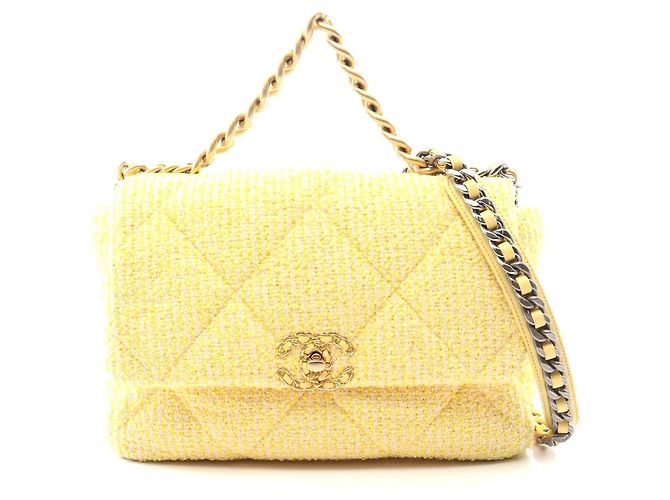 Borsa a Spalla Chanel 19 Matelassé Gialla Giallo