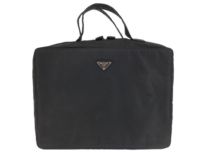 Prada Nylon Tessuto Logo Briefcase Black