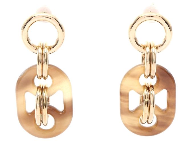 Hermès Orecchini Eurydice PM in oro placcato e corno di bufalo D'oro Metallico 