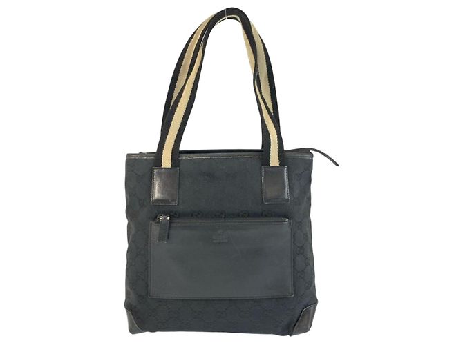 Bolsa tote de couro GG Canvas da Gucci Preto