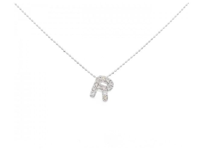 Autre Marque Halskette aus Weißgold Au750 mit Initiale R aus Diamant Silber