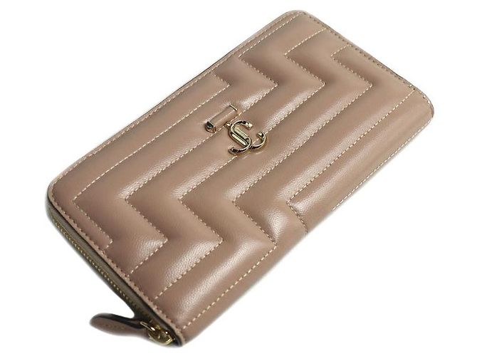 Jimmy Choo PIPPA Leather Long Wallet Beige