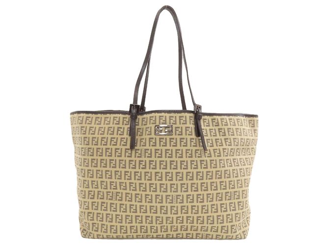 Fendi Zucca Pattern Tote Bag Black Beige