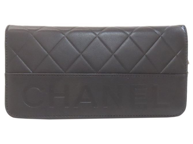 Chanel Matelassé Long Wallet in Black Leather