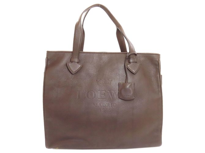Borsa Tote Loewe in pelle con logo Marrone
