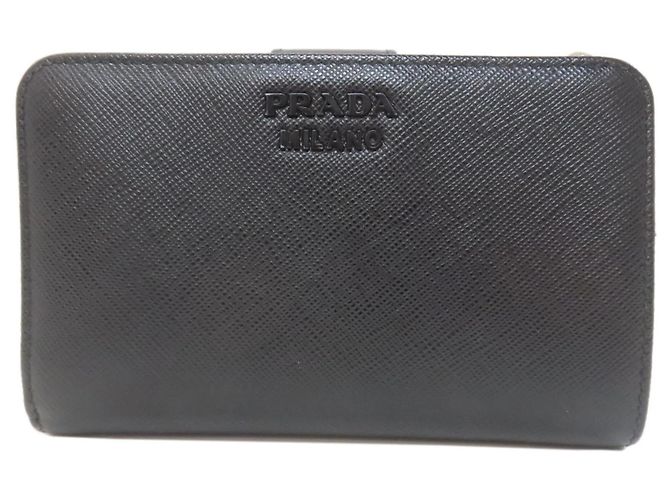 Prada Saffiano Leder Bi-Fold Geldbörse Schwarz