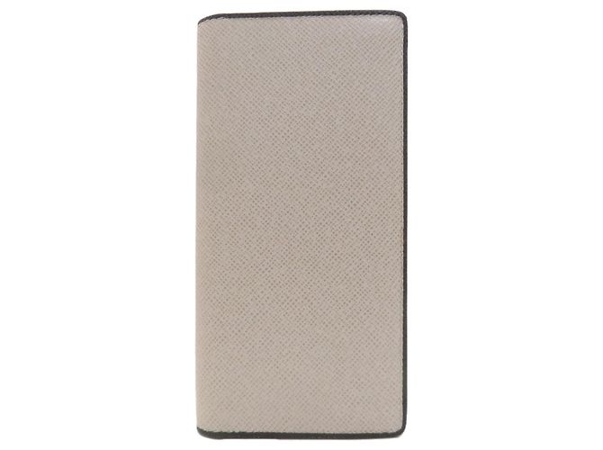 Brazza Cartera larga de cuero Taiga Louis Vuitton Castaño