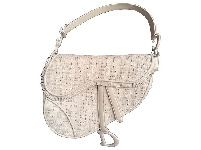 Saddle Dior Bolsa de sela em couro trançado branco