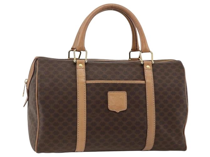 Céline Bolsa de mão em lona Macadam CELINE em couro PVC marrom dourado Auth bs34232