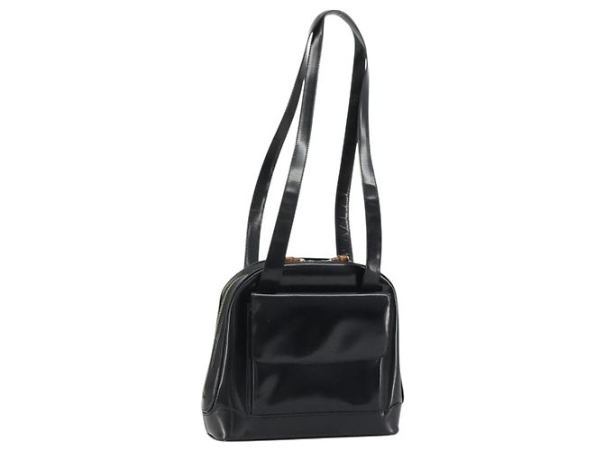 GUCCI Tote Bag aus schwarzem und goldenem Lackleder Auth bs34437