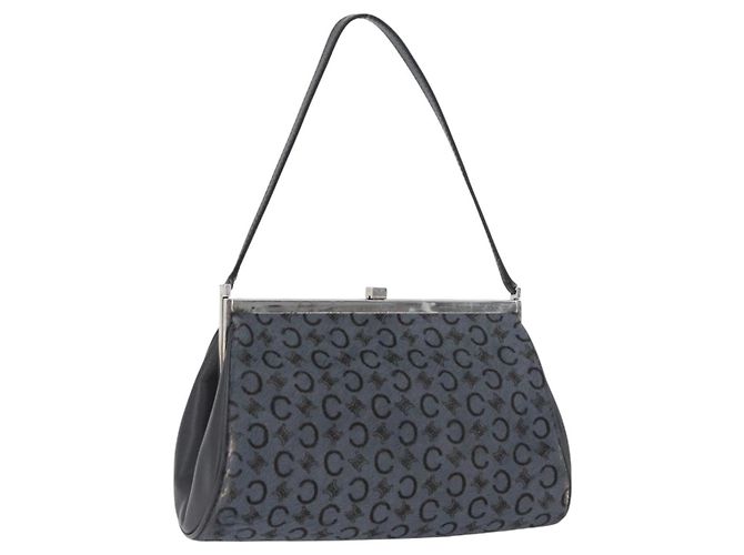 Céline Bolso de hombro de lona Macadam C de CELINE gris plateado auténtico YKZ580 Castaño Plata