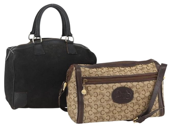 Céline Sac à bandoulière CELINE C Sulky 2 Set Noir Beige Auth 164638