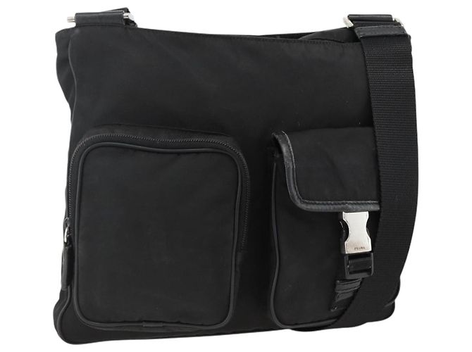 Borsa a Spalla PRADA Nylon Nero Argento Autentica BAZ163