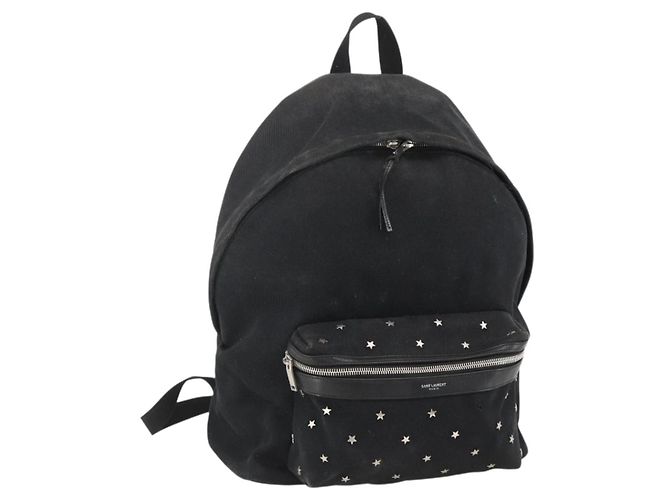 Rucksack aus schwarzem Canvas mit Silber SAINT LAURENT Auth bs34220
