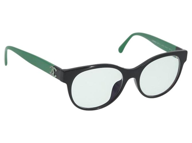 CHANEL COCO Mark Glasses plastic Green CC Auth BAZ663