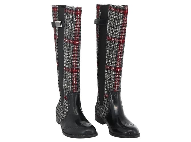Dolce & Gabbana DOLCE&GABBANA Lange Stiefel Wolle 37 Schwarz Auth 174624A
