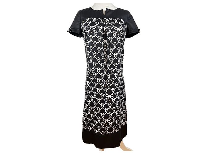 Vintage Courreges Abstraktes Kleid Schwarz Weiß M