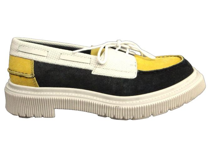 Adieu Paris Typ 174 Loafer Leder Schwarz Weiß Gelb