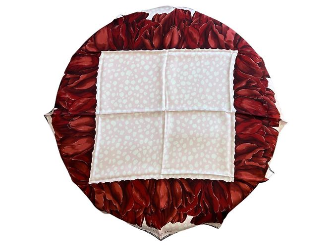 Bufanda de seda rosa y roja Dior