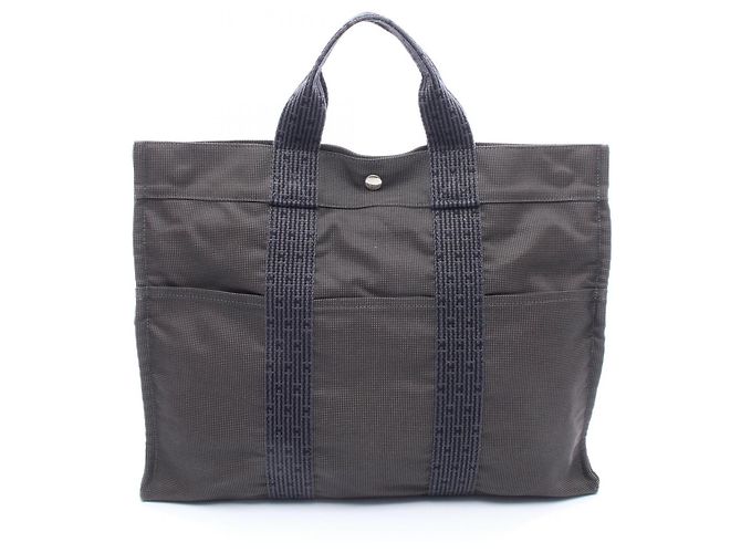 Bolsa tote Herline MM em nylon cinza da Hermès Marrom