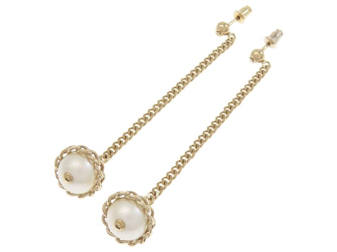 Boucles d'oreilles à clou Chanel Chain Coco Mark Doré