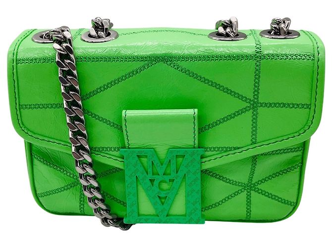 Bolsa transversal Travia em couro verde claro MCM
