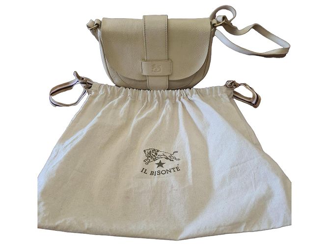 Bolsa de ombro em couro bege Il Bisonte