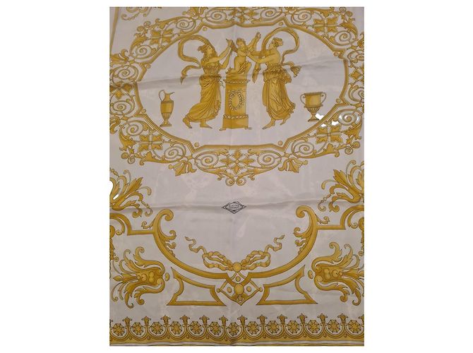 Autre Marque Lenço de seda branco e dourado Atelier Versace