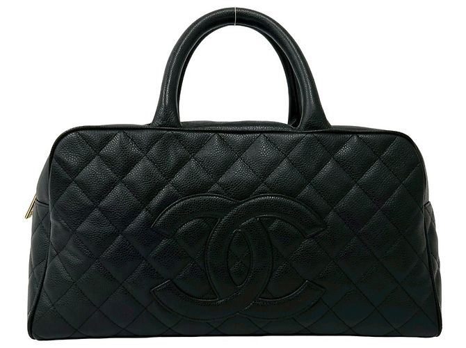 Timeless Chanel Vintage Matelassé Coco Mark Handtasche Schwarz