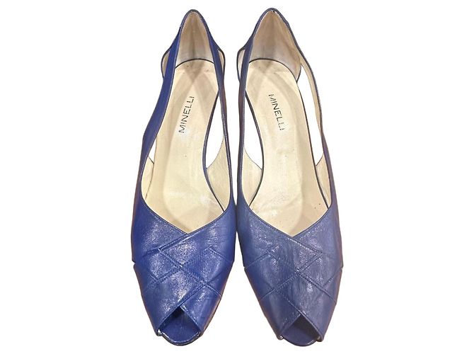 Escarpins bleus en cuir Minelli