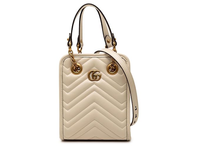 Bolsa de couro matelassé Mini GG Marmont marrom da Gucci