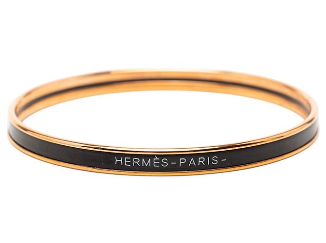 Hermès Schwarzes Extra Schmalem Emaille Uni-Armband 62