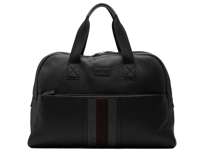 Gucci Schwarze Web Leder Reisetasche