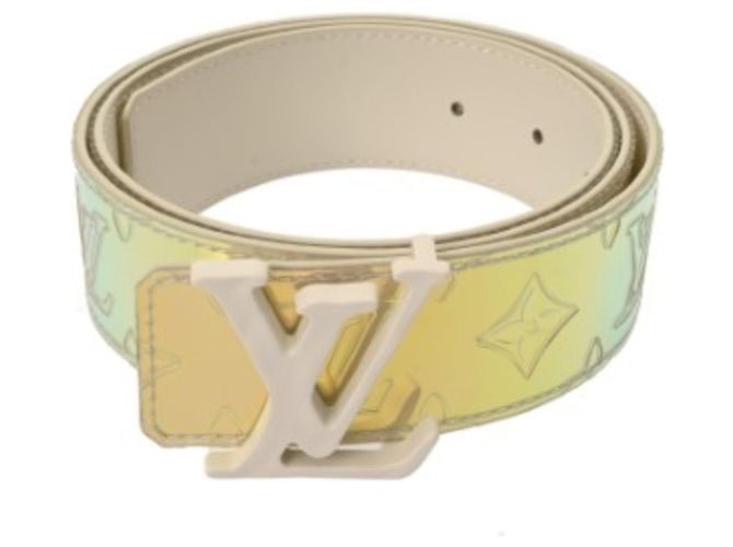 LV Monogram Prism Gürtel in LV-Form von Louis Vuitton Silber