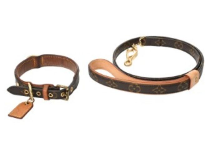 Ensemble collier et laisse Monogram Louis Vuitton Marron